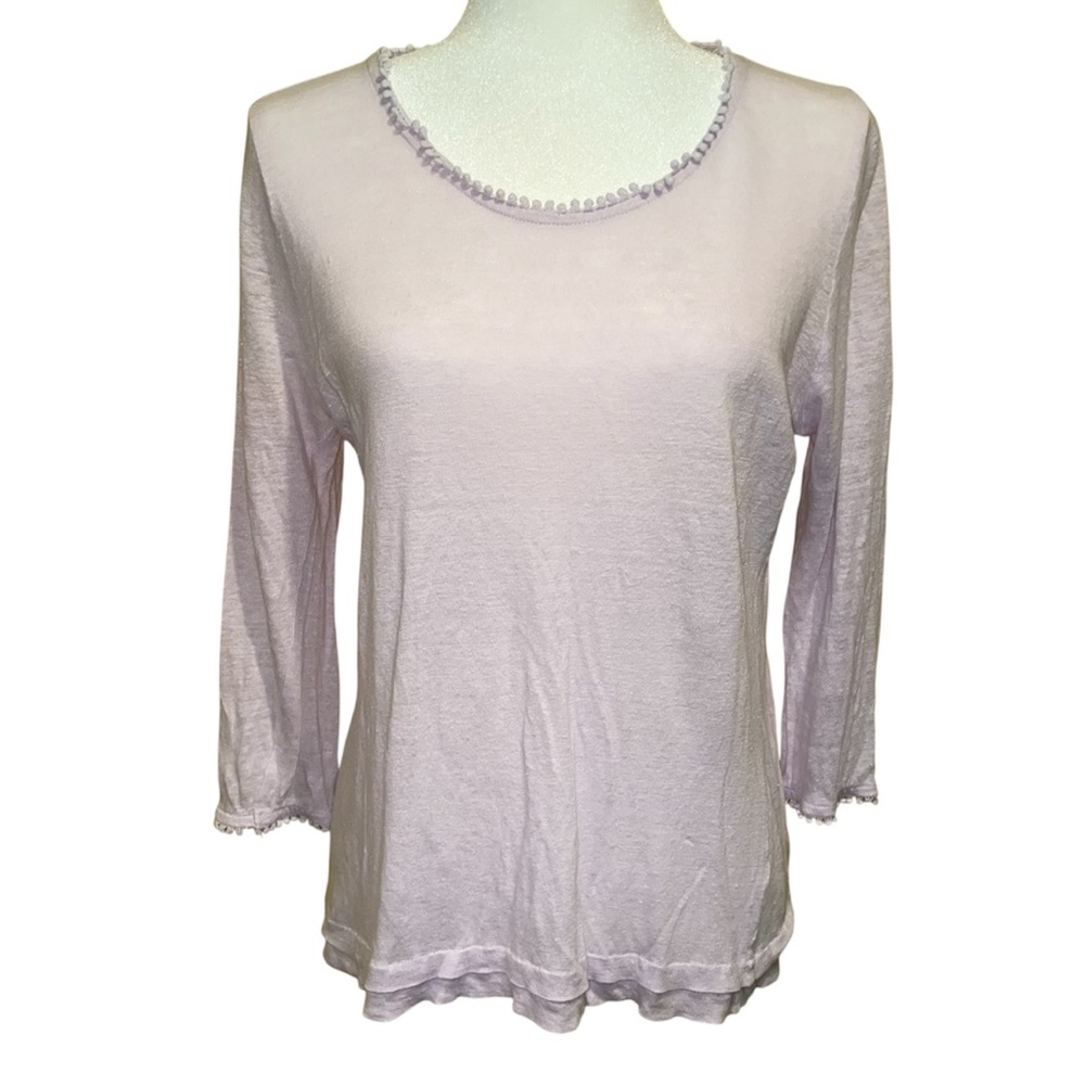 J. Jill Lavender Linen Top Medium - Picture 2 of 7